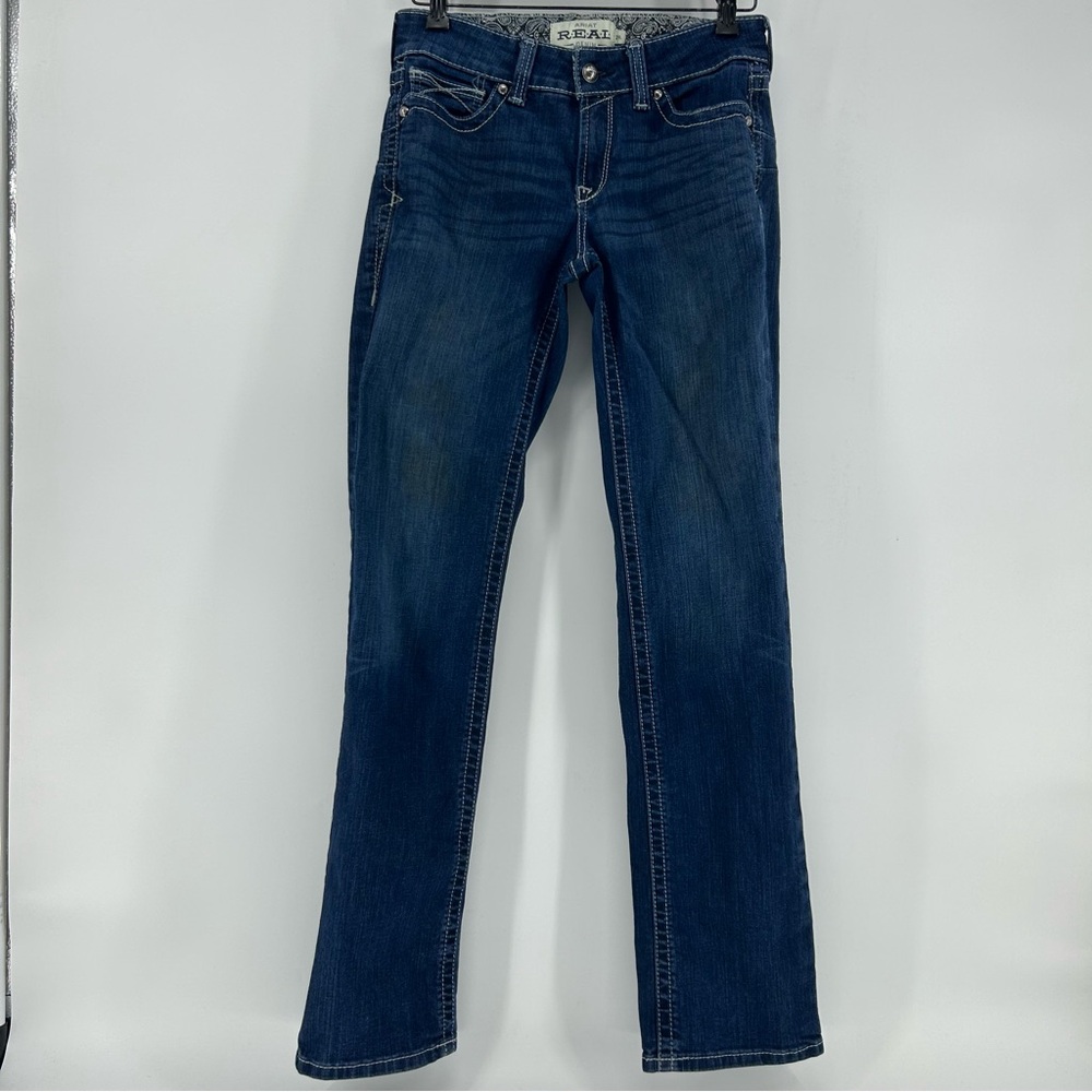 Ariat Real Denim Mid Rise Straight Jeans Women's 29L Medium Wash Utility Pant